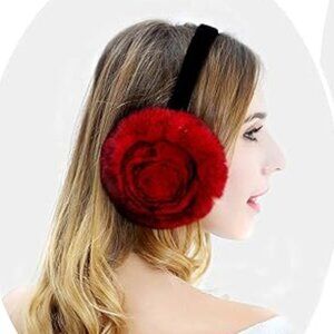 Rabbit Hair Earmuff in Red